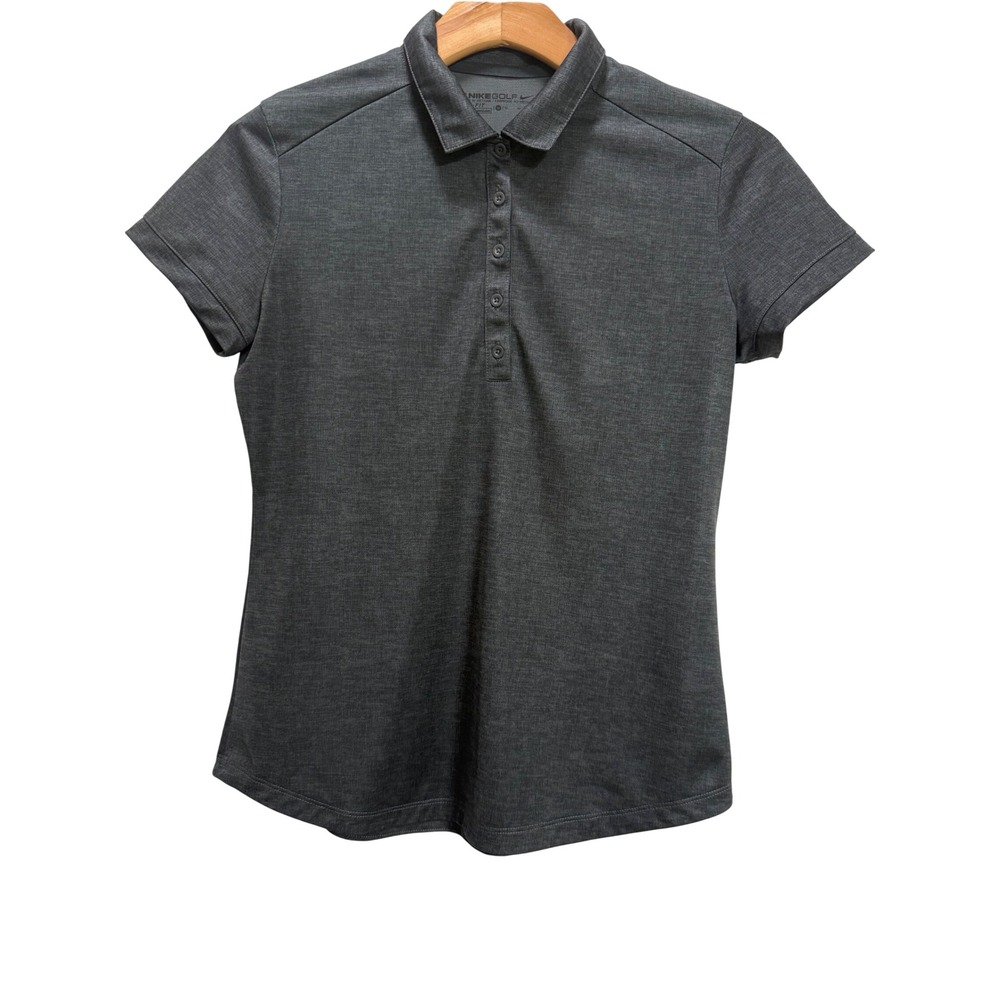 Nike Golf Polo Shirt Grey/Black EUC Dri-FIT Heathered Sports tennis Pickleball M